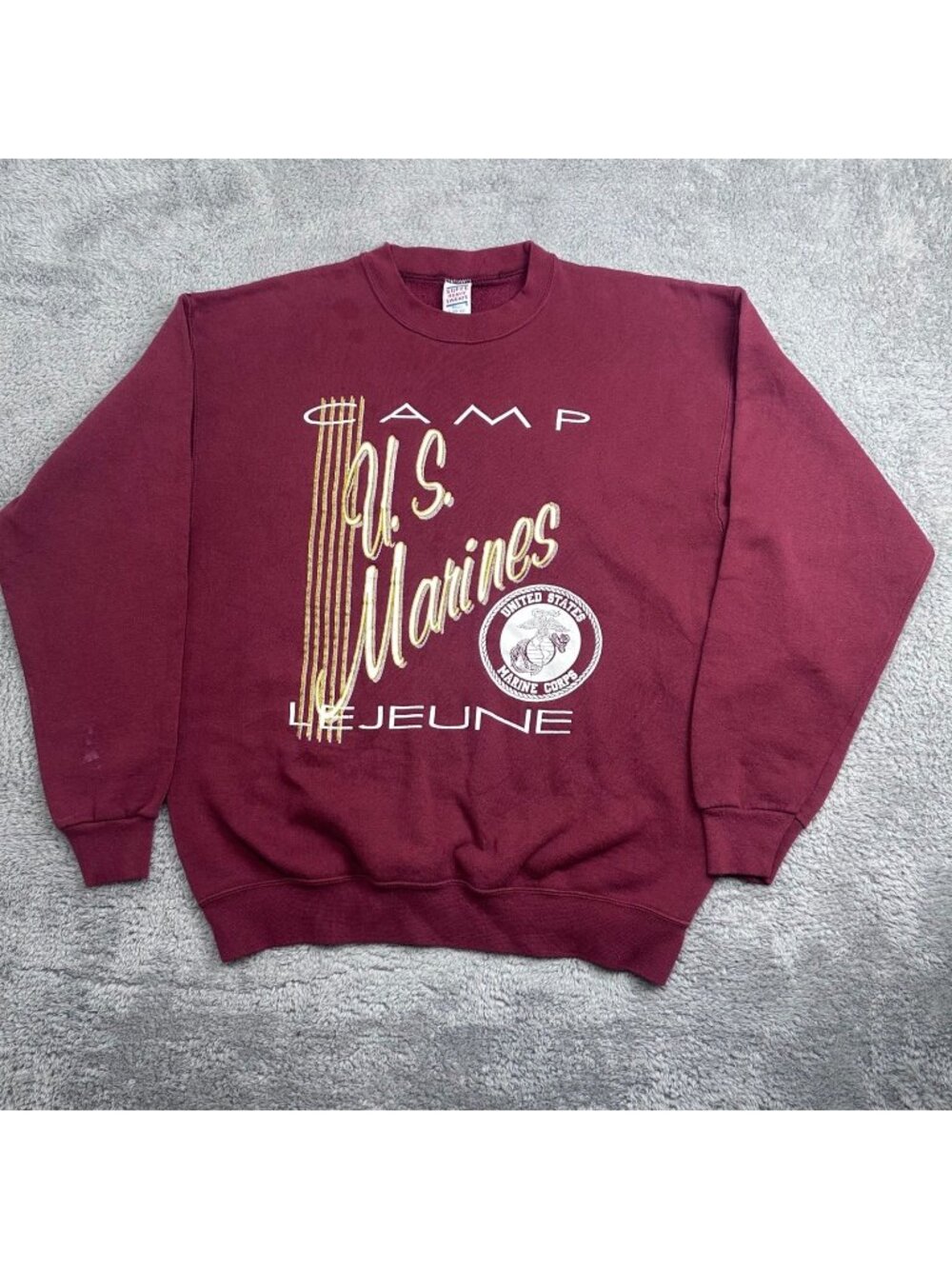 Soffe Sweatshirt Mens Large Maroon Camp Lejeune US Marines Vintage 90s USA Made